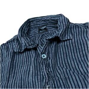 Todd Snyder Albiate Linen Striped Long Sleeve Button Shirt Medium Very Wrinkled